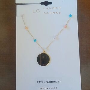 LC Lauren Conrad beaded necklace with gold circle charm